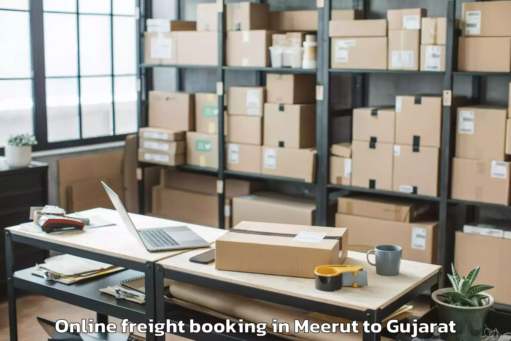 Quality Meerut to Keshod Airport Ixk Online Freight Booking